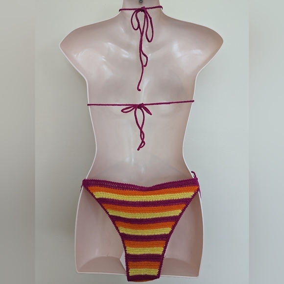 Solid & striped crochet one piece bathing medium - Picture 8 of 12